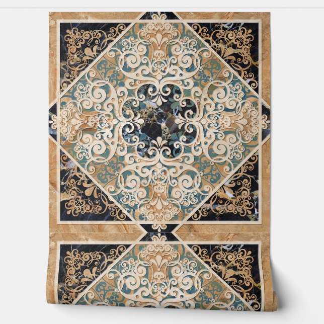 Papier Peint Brown vintage Sepia Ornate Tile 6 (Déroulement)