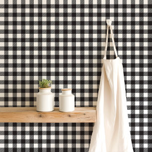 Papier Peint Buffle noir et blanc à carreaux