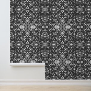 Papier Peint Bugs, blanc cassé sur noir