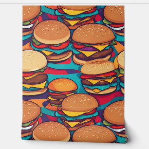 Papier Peint Burger Abstrait coloré aux teintes vives