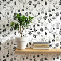 Cactus Succulent Art noir et blanc