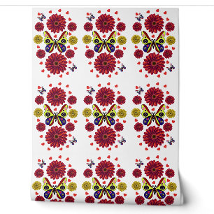Papier Peint Cadeau Floral Papillon Printanier Personnalisé