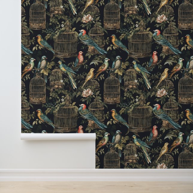 Papier Peint Cage vintage d'oiseaux (Application)