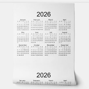 Papier Peint Calendrier minimaliste simple 2026