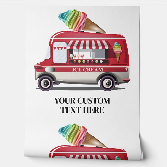 Papier Peint Camion de glace à crème de texte personnalisé (Déroulement)