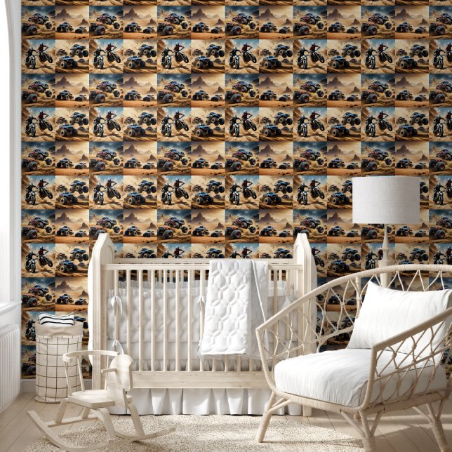 Papier Peint Camions Monster Et Motos, (Enfants)