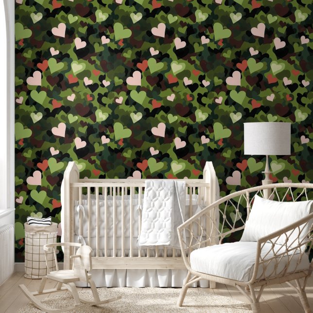 Papier Peint Camouflage du coeur vert (Enfants)