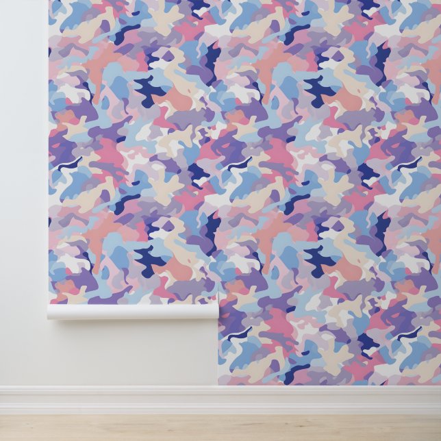 Papier Peint Camouflage Purple Pastel (Application)