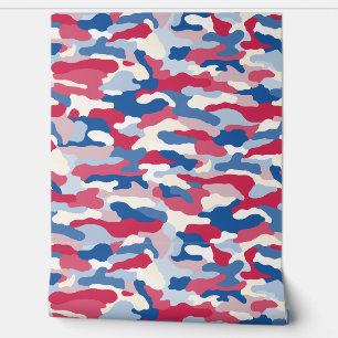 Papier Peint Camouflage rouge blanc et bleu