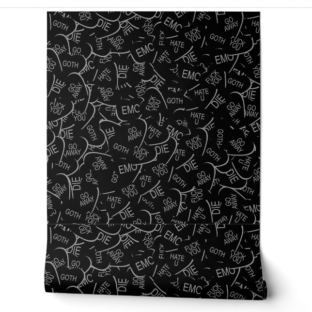 Papier Peint Candy Heart Pattern - Goth v. 2.0 (Déroulement)