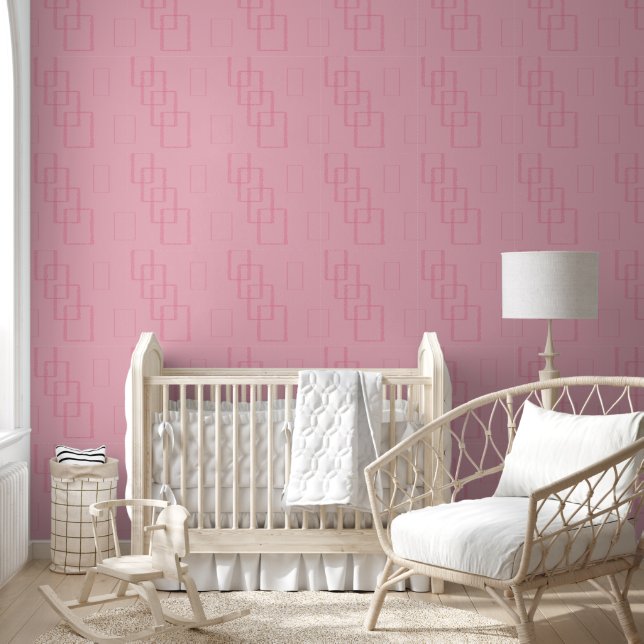 Papier Peint carré moderne et design rose géométrique (Enfants)