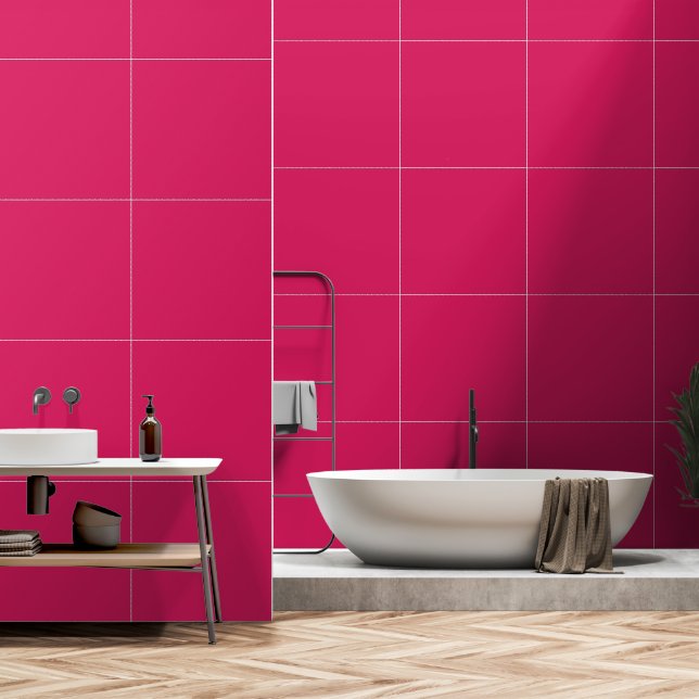 Papier Peint Carré rose avec une bordure blanche et nette, prés (Salle de bain)