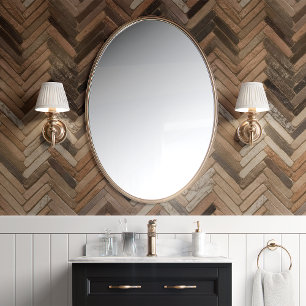 Papier Peint Carreau Chevron en Herringbone Marron Chaud