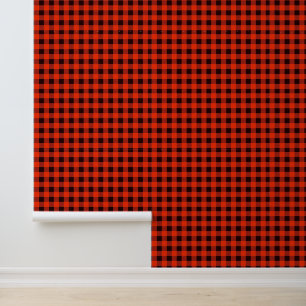 Papier Peint (Carreaux de Buffalo) Noir et Rouge Vintage