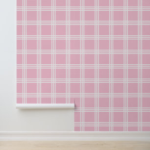 Papier Peint Carreaux/Pied-de-poule/Rayes rose