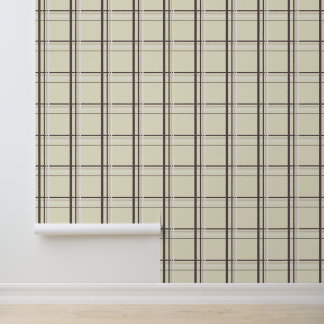 Papier Peint Carreaux Tartan Crème Neutre