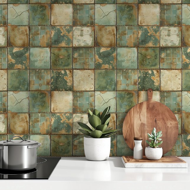 Papier Peint Carreaux verts Vintages rustiques (Créateur téléchargé)