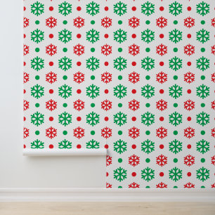 Papier Peint Carrelage Festive rouge vert flocon motif carrelé