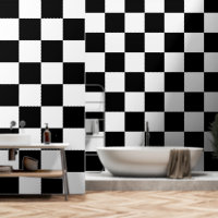 Carrés à damier Motif géométrique rétro noir et bl