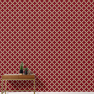 Papier Peint Carrés Bourgogne sur fond beige et blanc