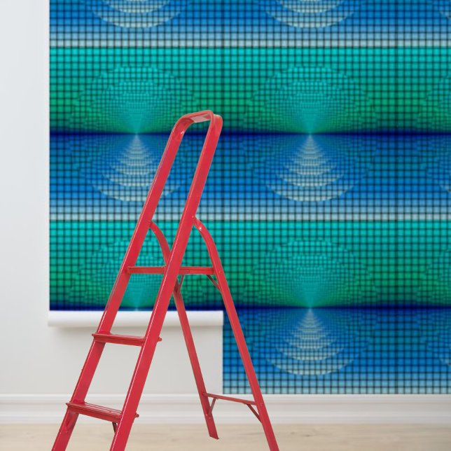 Papier Peint Carrés et cercles bleus modernes Peel et bâton (Modern blue squares and circles Peel and stick Wallpaper)