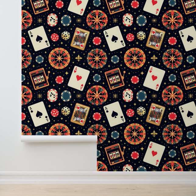 Papier Peint Casino pattern theme on black (Application)
