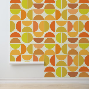 Papier Peint Cercles Abstraits Moderne de Milieu de Siècle Oran