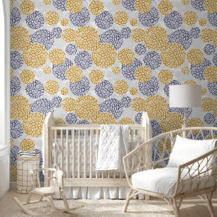 Papier Peint Cercles avec imprimé léopard jaune et bleu