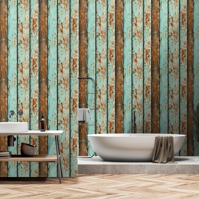 Papier Peint Chalet de plage motif en bois rustique (Salle de bain)