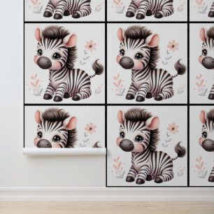 Papier Peint Chambre de nurserie Zèbre Kawaii
