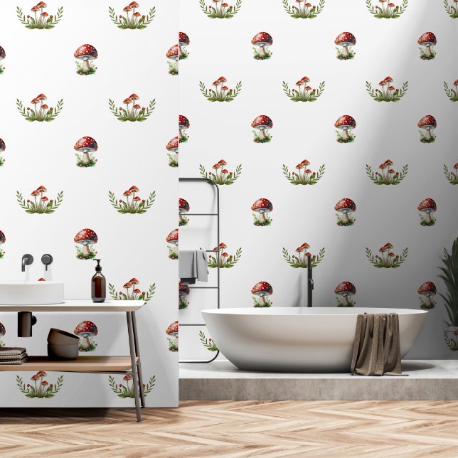 Papier Peint Champignons Imaginaires (Salle de bain)