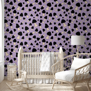 Papier Peint Champignons noirs sur violet doux