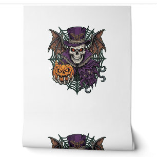 Papier Peint Chapeau Haut de Forme de Crâne de Halloween Chauve