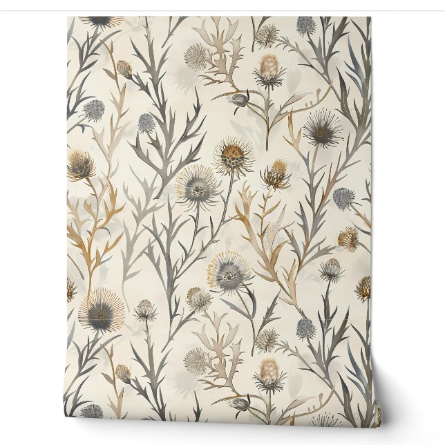 Papier Peint Chardon Fleur sauvage Floral (Déroulement)