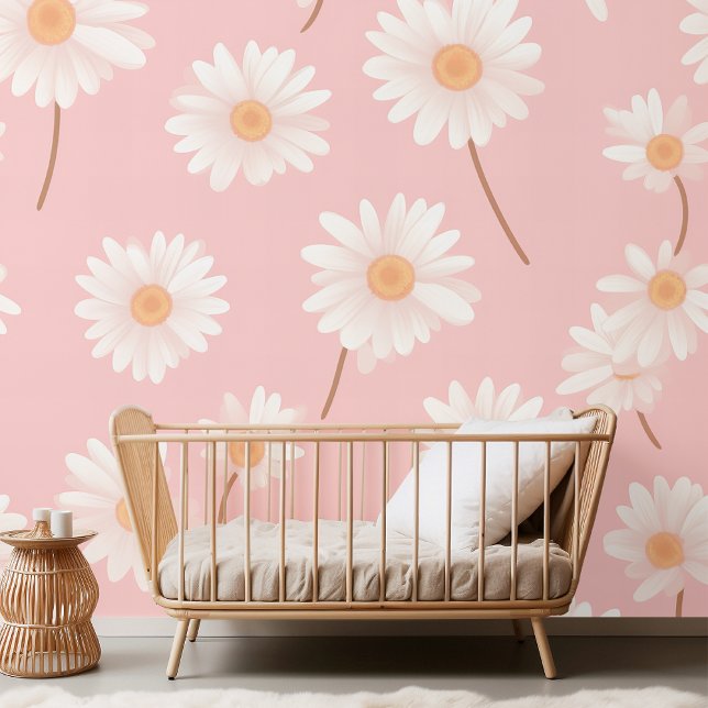 Papier Peint Charming Daisy Kids Room Motif | Rose doux (Créateur téléchargé)