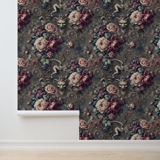 Papier Peint Chasse au seraphe - Design floral gothique (Application)