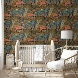 Papier Peint Chasse turquoise au chevalier orange