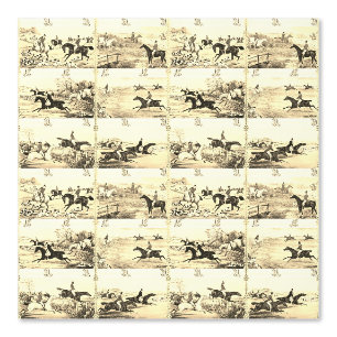 Papier Peint Chasse vintage Sepia Horse Riders et Hounds