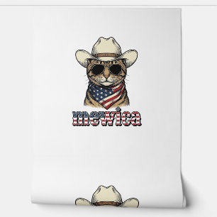 Papier Peint Chat Cowboy Patriotique Mewica Design Vector Vinta