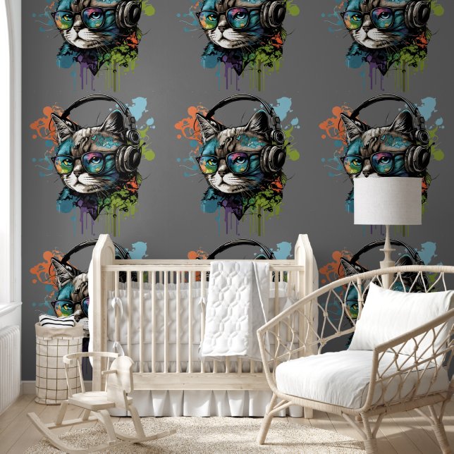 Papier Peint Chat de musique personnalisé (Enfants)