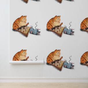 Papier Peint Chat et souris jouer aux échecs amusant