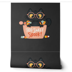 Papier Peint Chat noir mignon Halloween Candy trop sucré Spook