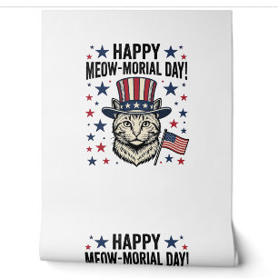 Papier Peint Chat Patriotique Meow-morial Day Design Vector Vin