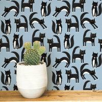 Chat Tuxedo Noir et Blanc Art Bleu