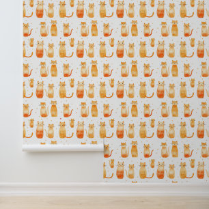 Papier Peint Chats Kitty Orange