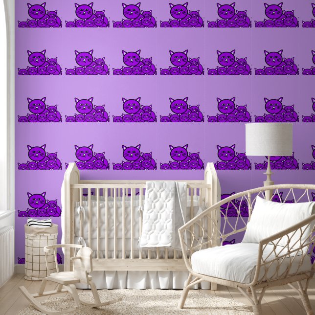 Papier peint Chats violets clair (Enfants)