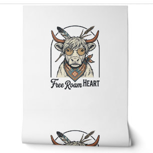 Papier Peint Chemise de vache Highland Esprit libre Gravure vin