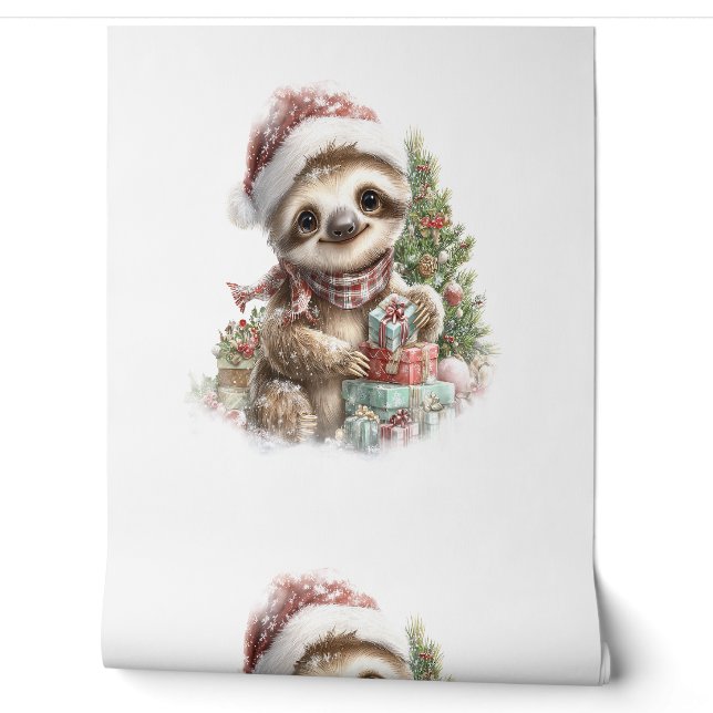 Papier Peint Chemise Sloth Christmas Santa Hat (Déroulement)