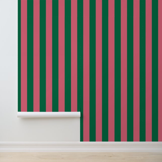 Papier Peint Chérie Picket Rose Vert Bande (Application)