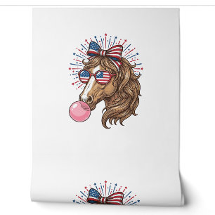 Papier Peint Cheval Patriotique Bubble Gum Vintage Vector T-Shi